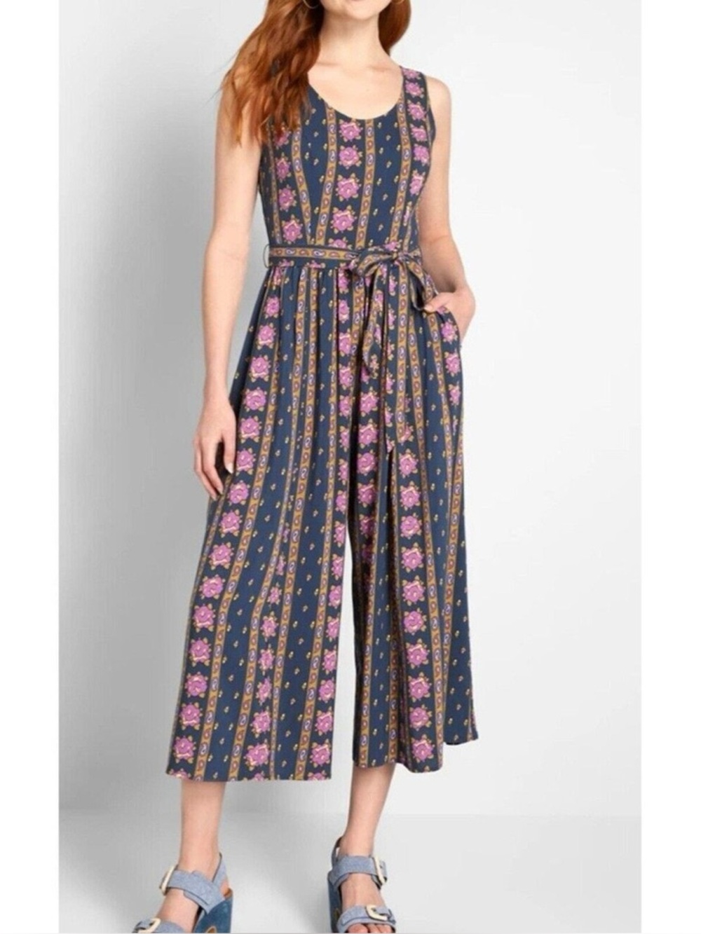 ModCloth Wide-Leg Paisley Jumpsuit